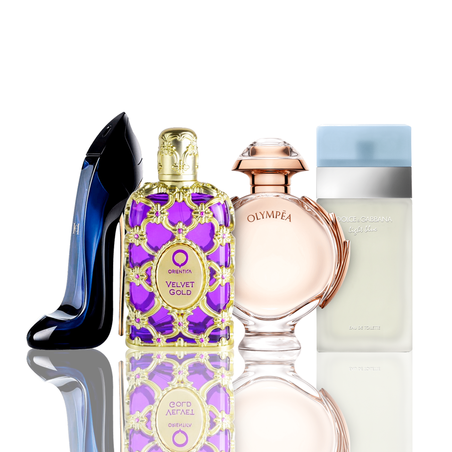 Set 4 Profumi | Light Blue + Orientica Velvet Gold + Good Girl + Olympea 100 ml